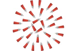 David accessories Keychain Tassels,Leather Tassels for Jewelry Making Colored Tassel Pendant for Keychain Accessories Craft and Earrings Bracelets Making 30pcs 1.5Inch (Orange, Silver White Caps)