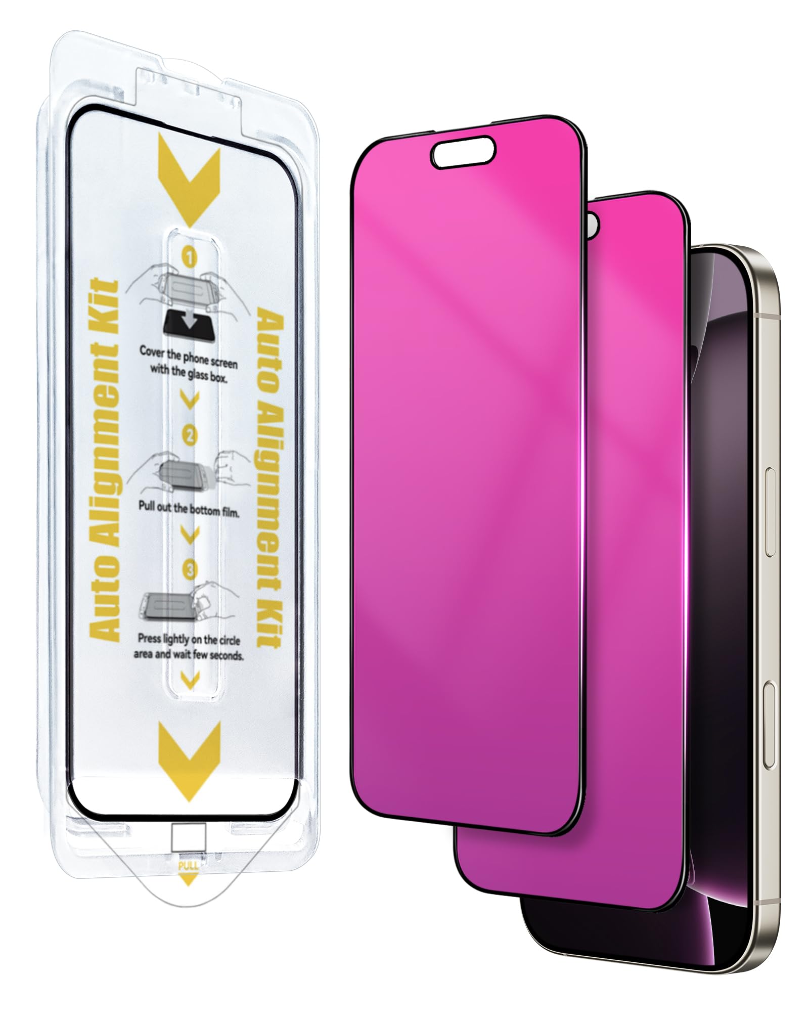 Photo 1 of 2 Pack Gradient for iPhone 16 Pro Max Privacy Screen Protector for iPhone16ProMax 6.9inch Tempered Glass [Auto-Installation] Anti Spy Anti Blue Light Eye Protection HD Clear Anti-Scratch No Bubble