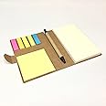 E-Z Notes (x2) NOTEPAD & PEN SET - Index Flag Page Markers, Sticky Back, Blank Paper Pad & Study Notebook, Eco Friendly Flat Kraft Binding, Multi Use Small Pocket Travel Size - Back to School Supplies