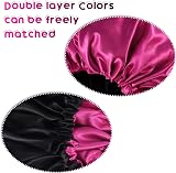Fuyamp Satin Sleep Cap 2 Pack Adjustable Double-Sided Waterproof Red Black view 4