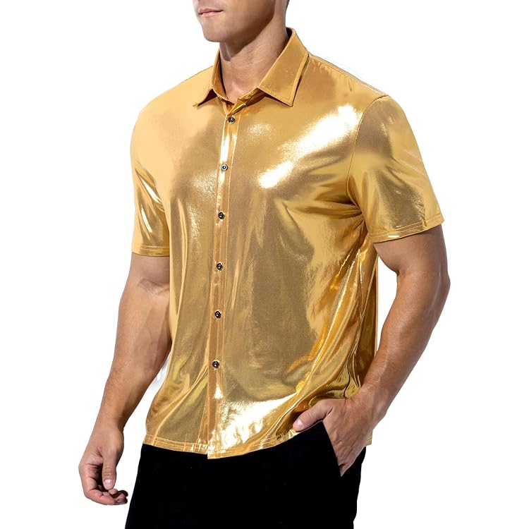 Pantalon Disco Homme Années 70-80 - Métallisé Brillant, Taille à Cordon, Style Baggy Fête - 2