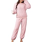 Pajamas Sets for Women Soft Comfy Fluffy Pajama Fleece Pullover Ribbed Pjs Warm Plush Lounge Sleepwear