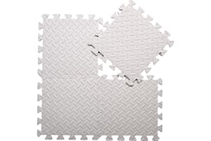 Coolcandy EVA Foam Play Mat, 16 Tiles Colorful Baby Play Mat, Square Kids Playmat with Solid Colored, 0.4" Thickened Interlocking Foam Floor Tiles, Puzzle Play Mat for Baby Crawling, Playing (White)