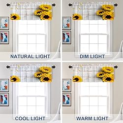 Batmerry White Yellow Sunflower Kitchen Valances
