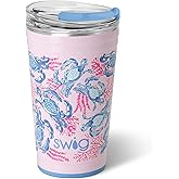 Swig Life 24oz Party Cup, Stackable Insulated Travel Coffee Tumbler with EZ Slider Lid, Cup Holder Friendly, Stainless Steel 24 oz Tumbler, Reusable Coffee Mug (Get Crackin)