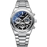 Reginald Watches for Men Casual Fashion Business Quartz Chronograph Watch Stainless Steel Waterproof Sport Watch