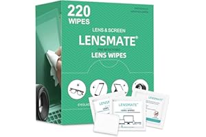 Lensmate 220 Count Lens Wipes for Eyeglasses, Pre-Moistened & Individually Wrapped Eyeglass Wipes, Lens Cleaning Wipes for Eyeglasses, Sunglasses, Goggles and Camera Lens (220Count)