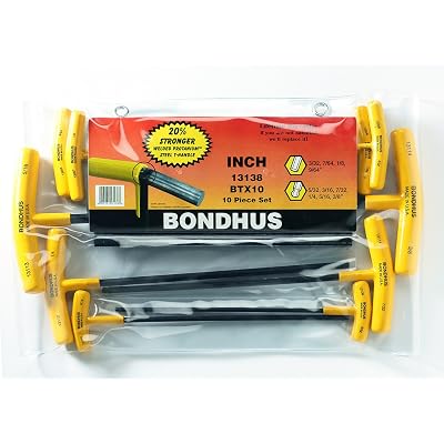 Bondhus 13138 Set of 10 Balldriver and Hex T-handles, sizes 3/32-3/8-Inch