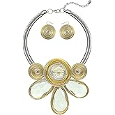 JHWZAIY Chunky African Statement Necklace For Women Tribal Fashion Costume Jewelry Earring Sets Unique Colorful Big Rhinestone Crystal Pendent Collar Choker Bib Handmade