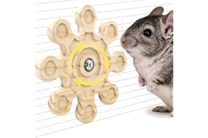 Jevnd Rotating Natural Wood Chinchilla Chew Toys for Teeth, Interactive Enrichment Toys, Hanging Exercise Chinchilla Toys for Cage for Playtime, Spinner Cage Accessories Wheel
