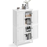 VASAGLE Bathroom Floor Storage Cabinet with 4 Doors, Cloud White | Freestanding Bathroom Storage Unit, Adjustable Shelf, 23.6 x 11.8 x 43.3 Inches, HELAN Collection UBBC552P31