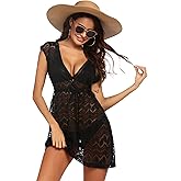 Womens Lace Bathing Suit Cover Up V Neck Swimsuit Coverup Summer Swim - View #13