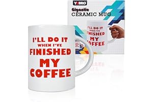 YOBRO 2 L Extra Large Ceramic Coffee Mug, Giant Funny Novelty Cup, Oversized Mug for Coffee Lovers, Ideal for Father's Day, W