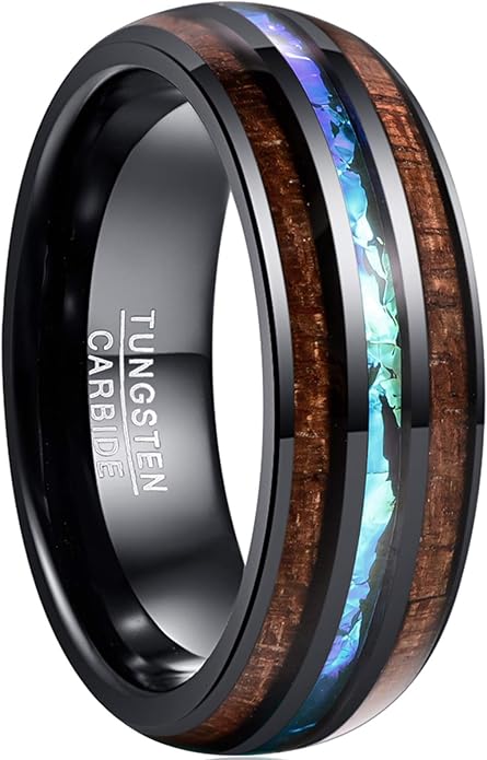 Vakki Wolfram Ring - 8mm Schwarz Mit Blauer Rille