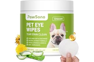 PawSono Eye Wipes for Dogs & Cats, Hypoallergenic Dog Eye Wipes Cleaner, Natural Cleaning Grooming Pet Wipes Gently Remove Te