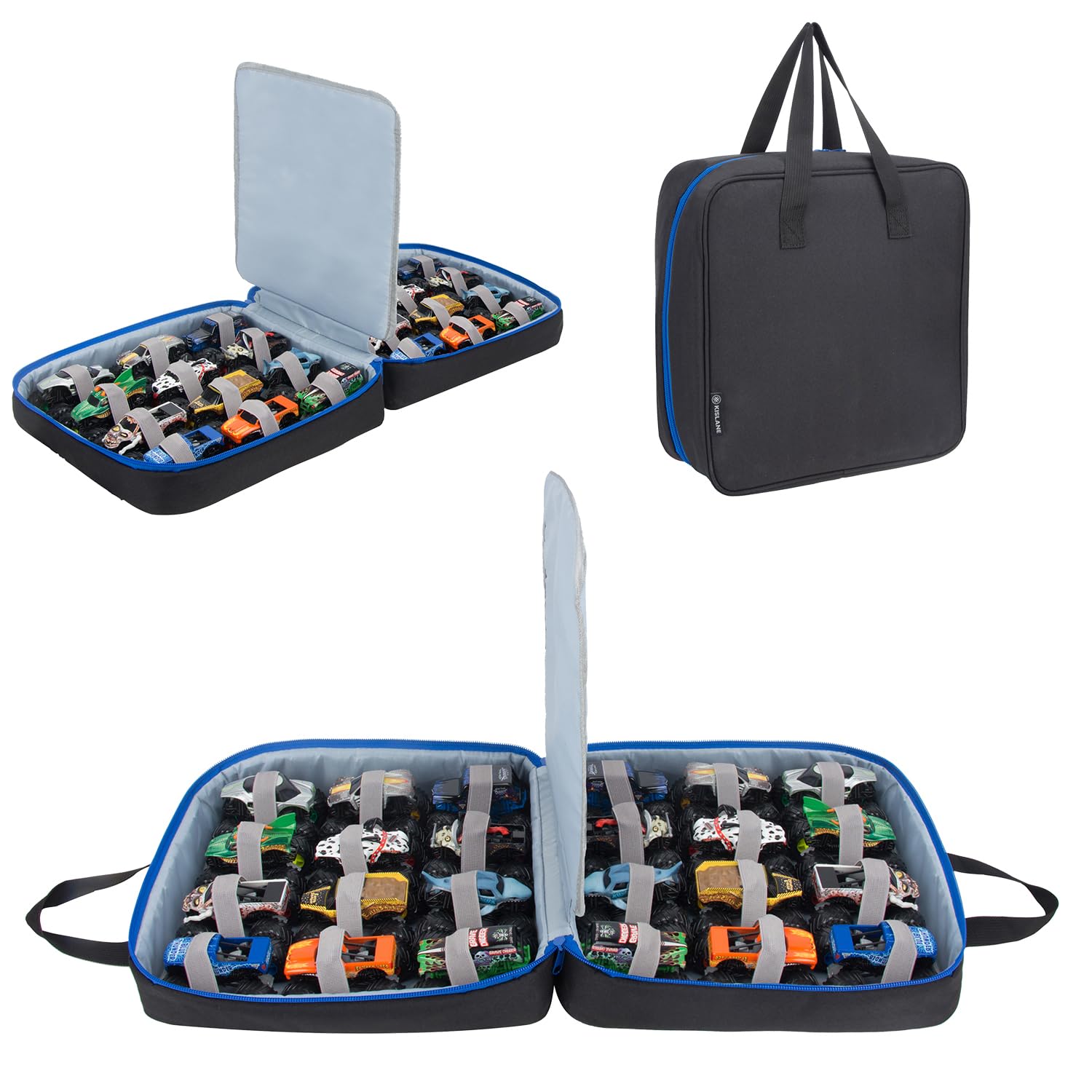 KISLANE Carrying Case for 24 Monster Jam Trucks, Toy Truck Storage Compatible with 24 Monster Jam Trucks, Holding for 1:64 Scale Monster Jam Trucks (No Accessories Included)