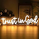 Trust in God Neon Sign Dimmable Neon Signs for Wall Decor Inspirational LED Signs USB Light Up Sign for Jesus Room Decor Christian Wall Art Bedroom Living Room Jesus Gifts