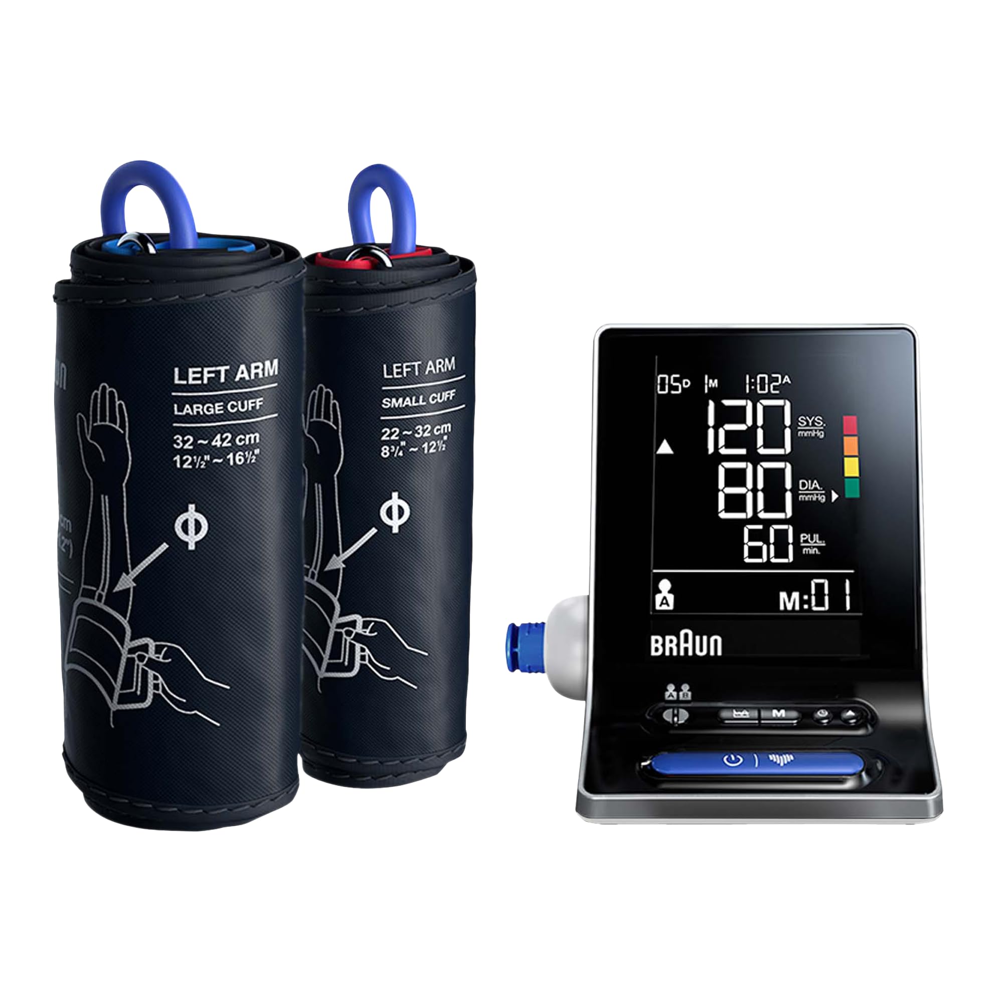 Braun ExactFit 3 Oberarm-Blutdruckmessgerät | Klinisch nachgewiesene Präzision | Farbcodierte Anzeige | 2 Manschettengrößen | Für den nicht-kommerziellen Gebrauch | BUA6150