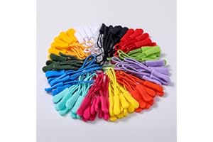 Janinka 120 Pcs Zipper Pulls Replacement Zipper Tabs Extender Cord for Clothes Suitcase Backpacks Bag Jackets Luggage Purses Handbags Sweatshirt(Colorful)