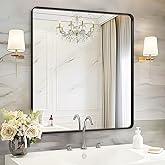 Fabuday Black Bathroom Mirror Wall Mounted- 36x36 Inch Big Framed Mirror for Bathroom Over Sink, Square Brushed Large Vanity Mirror Hanging for Bedroom, Farmhouse, Living Room, Entryway Decor
