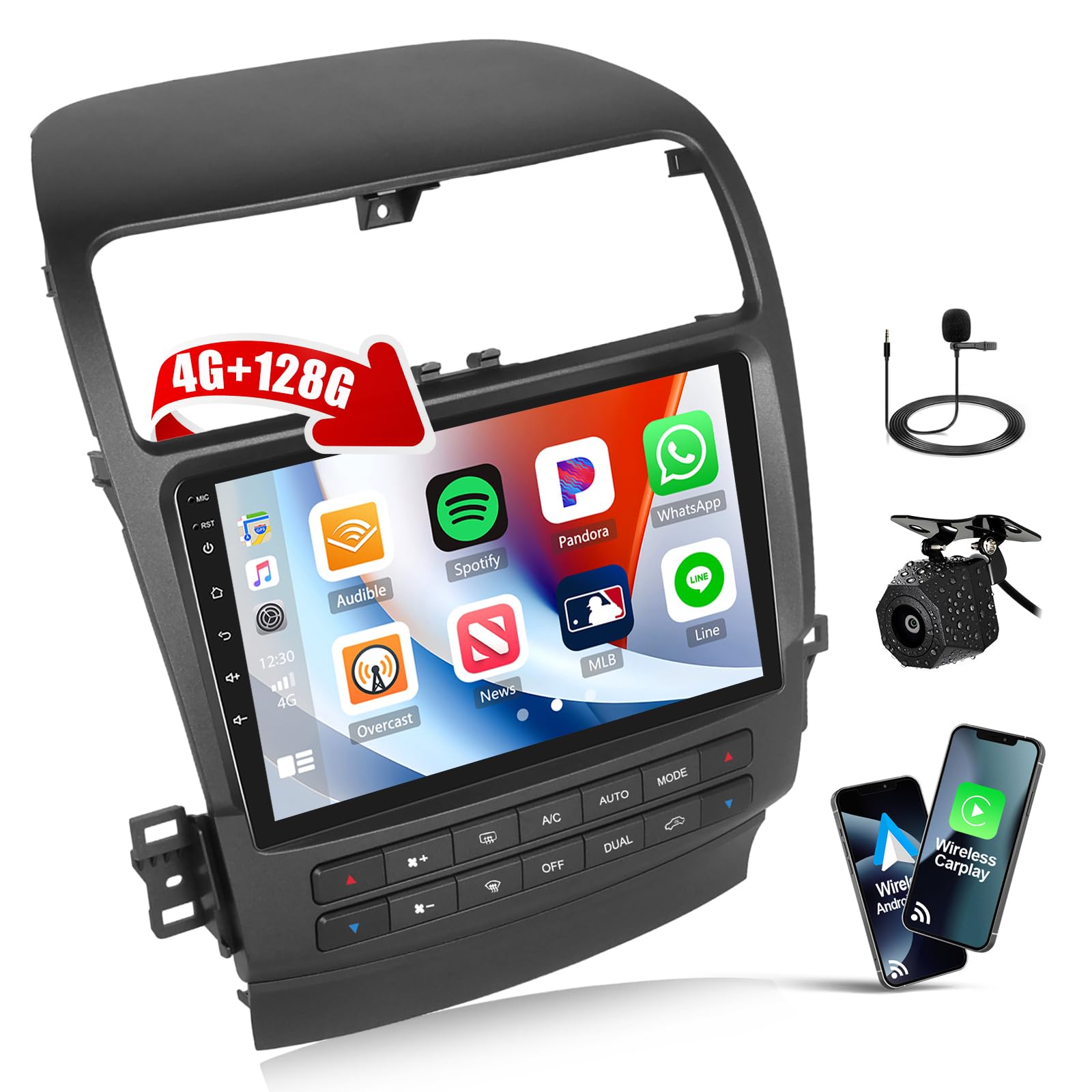 Photo 1 of [4+128G] Android 15 Car Stereo for Honda Acura TSX 2003-2008 with Wireless CarPlay Android Auto,9" Touch Screen Car Radio with Bluetooth GPS WiFi FM/RDS DSP EQ SWC Backup Camera