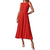 BTFBM Women Tank Midi Dress Summer Crewneck Sleeveless Pleated A Line Business Casual Formal Sweater Spring Dresses 2026