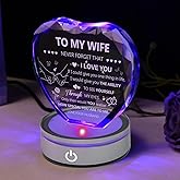IFOLAINA Gifts for Wife I Love You Gifts for Her from Husband Romantic Wife Birthday Gifts to My Wife Heart Crystal Plaque with Lighted Base Wedding Anniversary Crystal Gifts