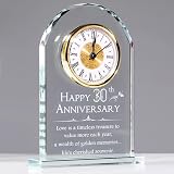 Movdyka Crystal Desk Clock Gift Glass 30th Anniversary Keepsake 5.9 in