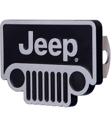 Jeep Grand Cherokee Tow Hitch Cover With UV Graphic - Black Metal Plate On ABS Plastic Hitch Cover