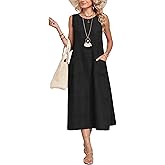 MOLERANI Womens Summer Midi Casual Dresses with Pockets 2026 - Sleeveless, Crewneck, Sundress, Vacation, Beach, Travel