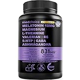 12-in-1 Melatonin Sleep Extra Strength Capsules - 10mg Melatonin Extra Strength with Magnesium and Balanced Blend of Ashwagandha, GABA, Chamomile Extract, L-Theanine & Valerian Root 10:1 Extract 90ct