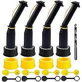 Gas Can Spout Replacement Old Style Gas Jug Spout with Pour Nozzle Coarse and Fine Thread Screw Collar Caps Vent Cap Drill Compatible with Most of Older Plastic Fuel Tank Water Jugs (4 Pack)
