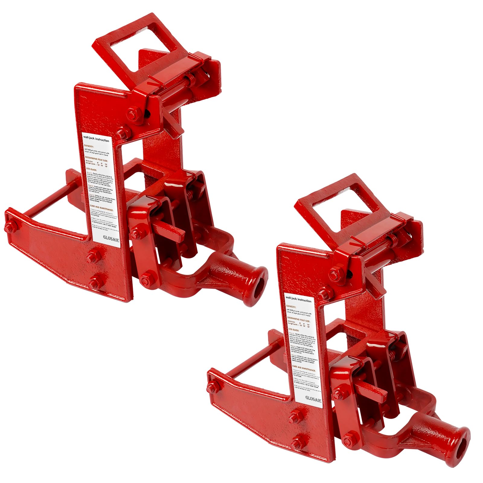 Photo 1 of Glosaie 2 Pack Cast Iron Wall Jack, 1000 lbs Heavy Duty Wall Jacks for Framing, Pole Jack Enables One-Person Wall Raise, Save Labor Cost & Back Strain for Construction Professionals, Red