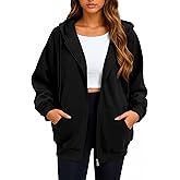 Oyamiki Zip Up Hoodie Women Oversized Sweatshirt Trendy Casual Tops Fashion Fall Outfits Jackets with Pockets