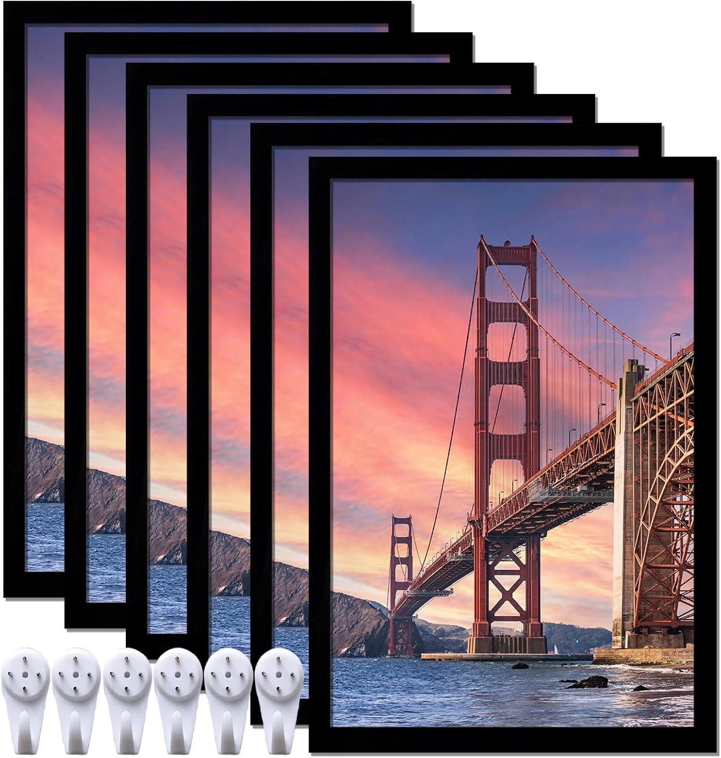 Photo Albums, Frames & Accessories - ijuerybai 6 Sets 8x12 Picture Frame, Frames for 8 x 12 Canvas Collage Photo Poster Certificate Wall Gallery, High Transparent Horizontal Vertical Black 8 by 12 Inches