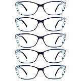 LifeArt 5 Pairs Reading Glasses, Blue Light