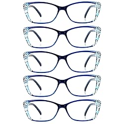 LifeArt 5 Pairs Reading Glasses, Blue Light