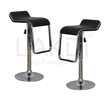Lakdi Leatherette Chrome Steel Bar Chair, Stool Set of 2 Combo MFN(132117_13_C)