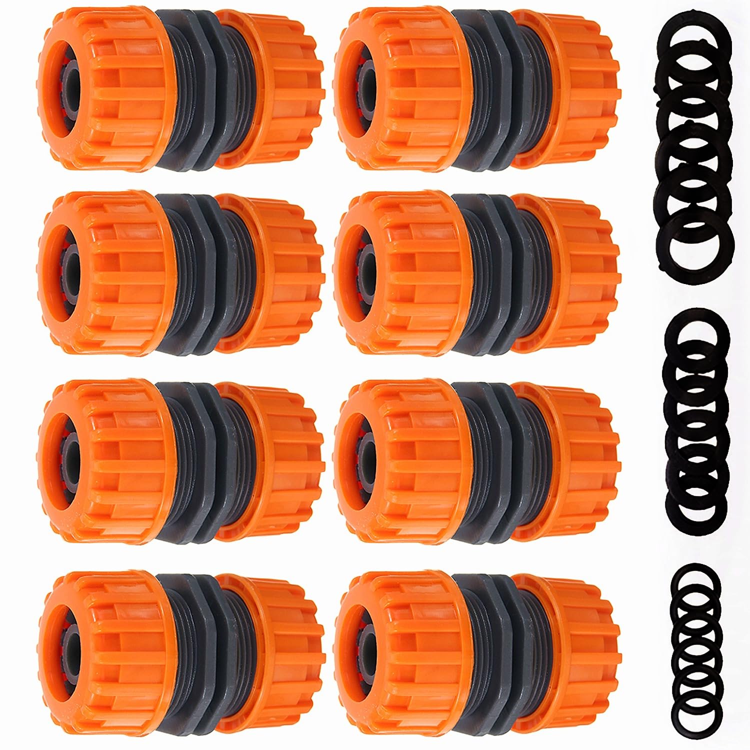 Miyobing 8 Pack Hose Repair Connector Extender for Join 1/2 inch Garden Hose Pipe Quick Repair Connection, Repair & Extend Without Tools (Includes 18pcs Replacing Seals Washers) — image 1