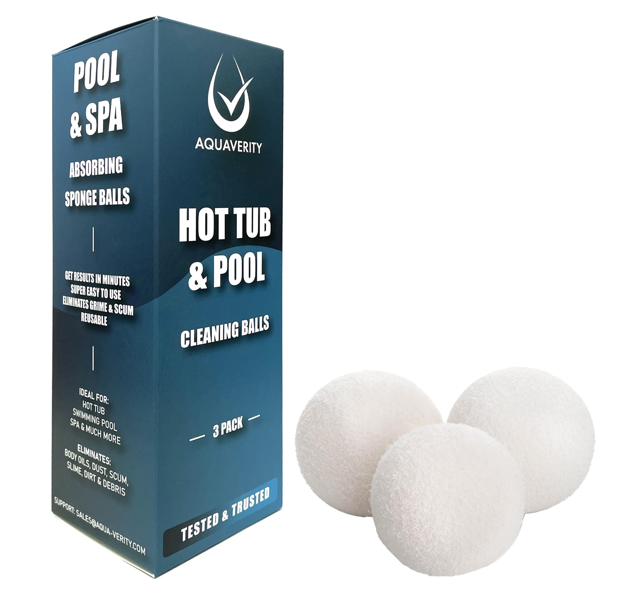 AQUAVERITY Hot Tub Cleaner Balls - Effective Floating Sponge Spa Scum Absorbers for Hot Tubs and Pools - Easy-to-Use, Reusable, Eco-Friendly Spa and Hot Tub Accessories