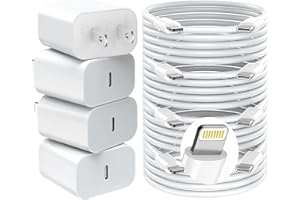 GREPHONE iPhone Charger Fast Charging,20W PD USB C Wall Charger 4 Pack with 6FT Fast Charging Cable - Fast Charger for iPhone 14/14 Pro Max/13/13 Pro/12/12 Pro/11/11 Pro/XS, iPad