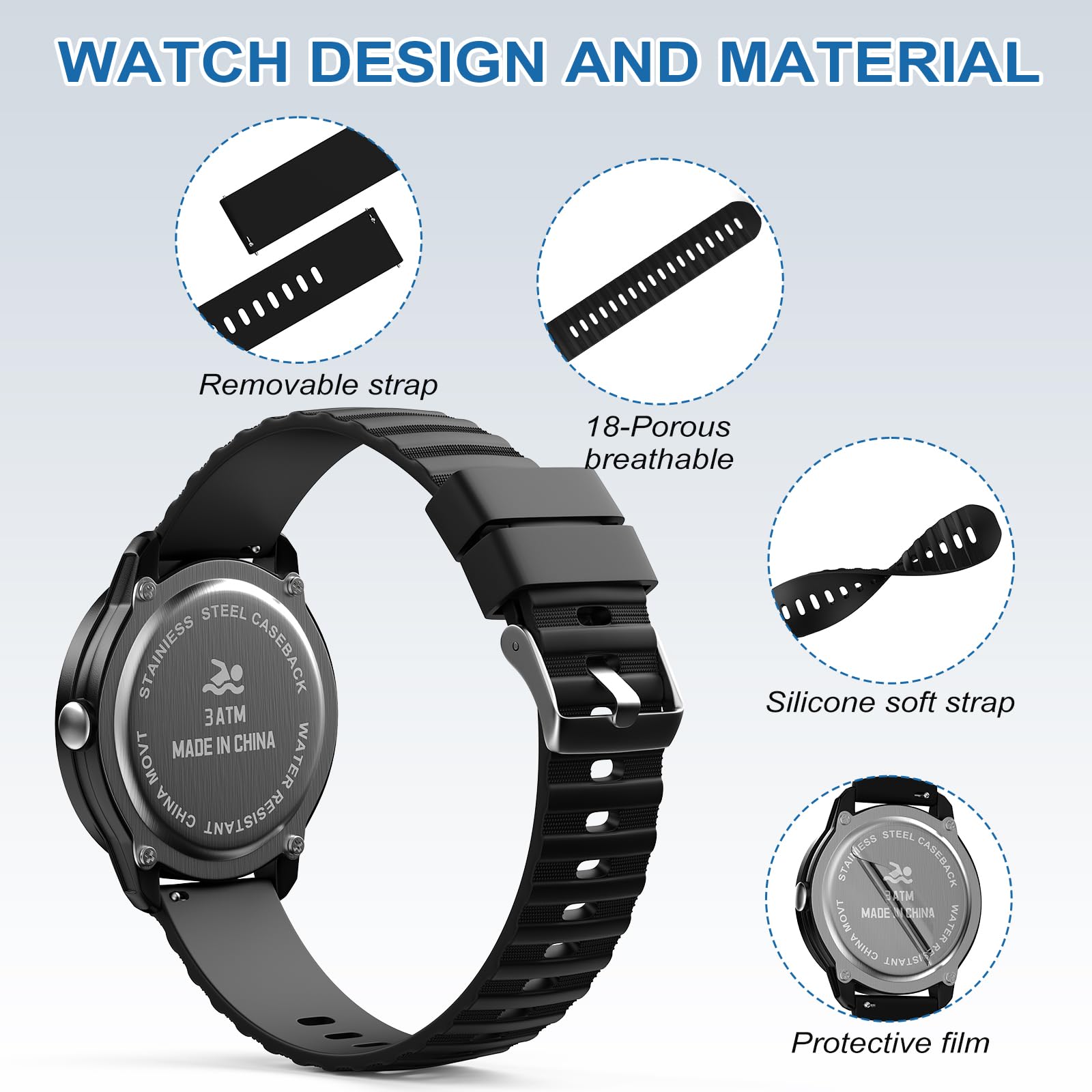 CKV Kids Watch Digital for 10-18 Boys Girls, 30M Water Resistant 1.5'' Sports Wristwatch for Kids with Backlight, Countdown, Stopwatch, Alarm