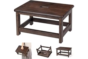 BETSEO Wooden Step Stool (16.5" Dx12 Wx9 H) Bed Steps for High Beds for Adults - Natural Solid Wood One Step Stool, Heavy Duty- Holds up to 600Lbs- Perfect Safety (9in Height-Walnut)