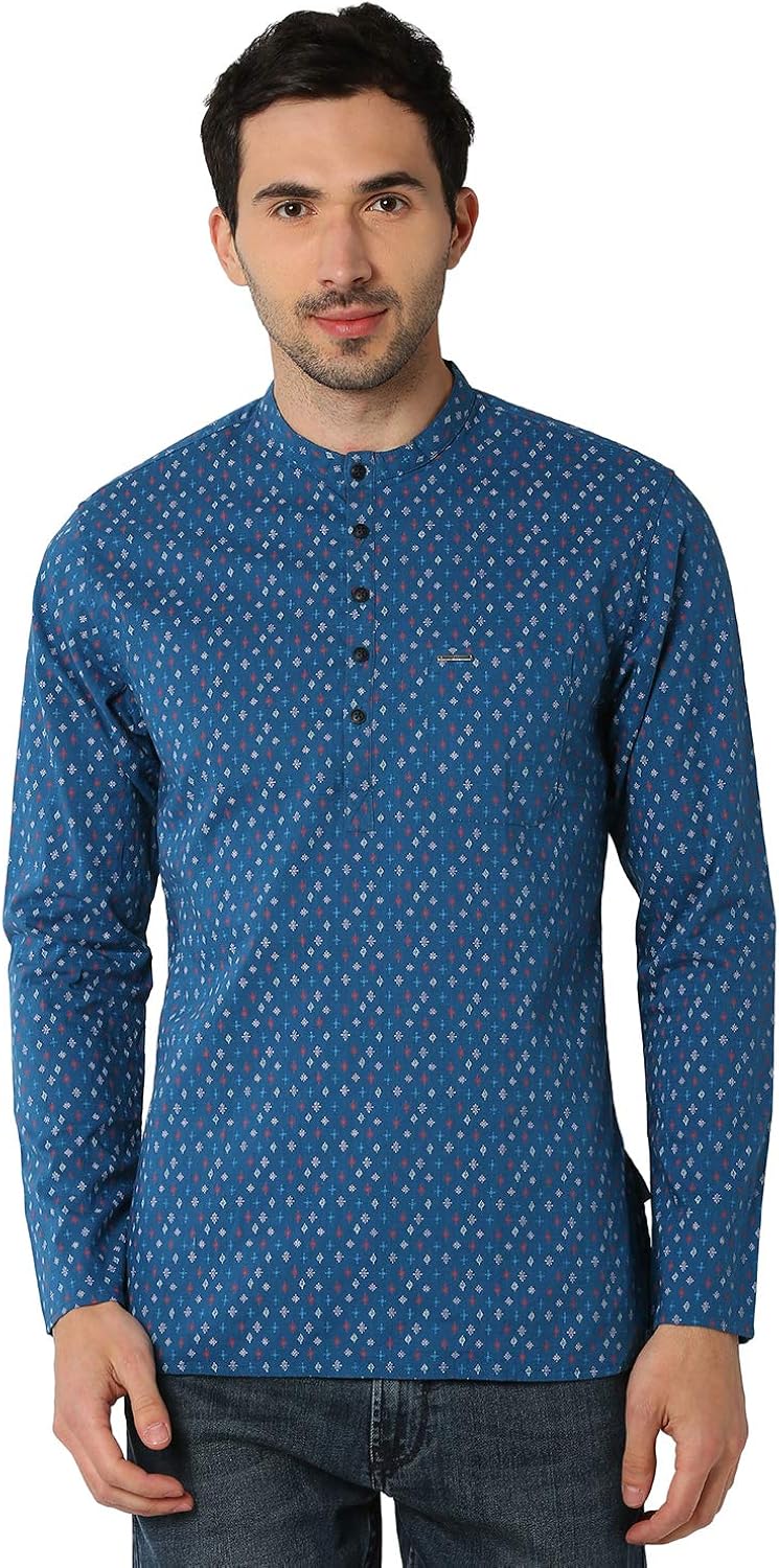 Buy Peter England Men's Cotton Kurta (POKUOHSFT42093_ Blue_ 38) at Amazon.in