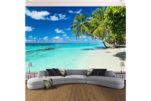 LILOKKO Custom Beach Wall Murals Tropical Island Wallpaper Palm Tree Beach Sea Wallpaper Home Decor
