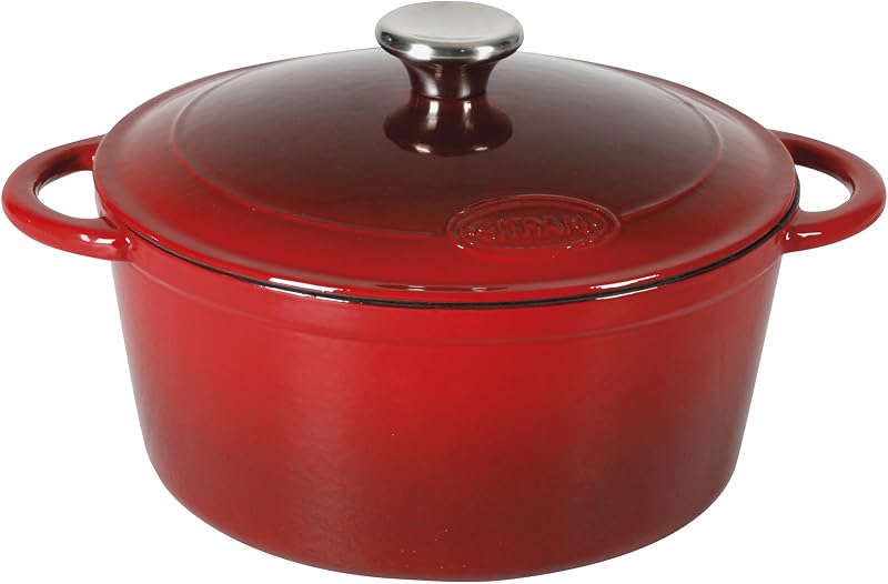 710839 Schmortopf Gusseisen, Creme/Rot, Gusseisen, Rouge/Crème, 33 x 25 x 13,5 cm