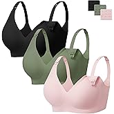 Angelhood 3 Pack Nursing Bras for Breastfeeding Seamless Pregnancy Maternity Bra Wireless Sleep Bralette with Extenders