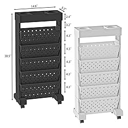 BYFU 6-Tier Movable Bookshelf Cart, Rolling File