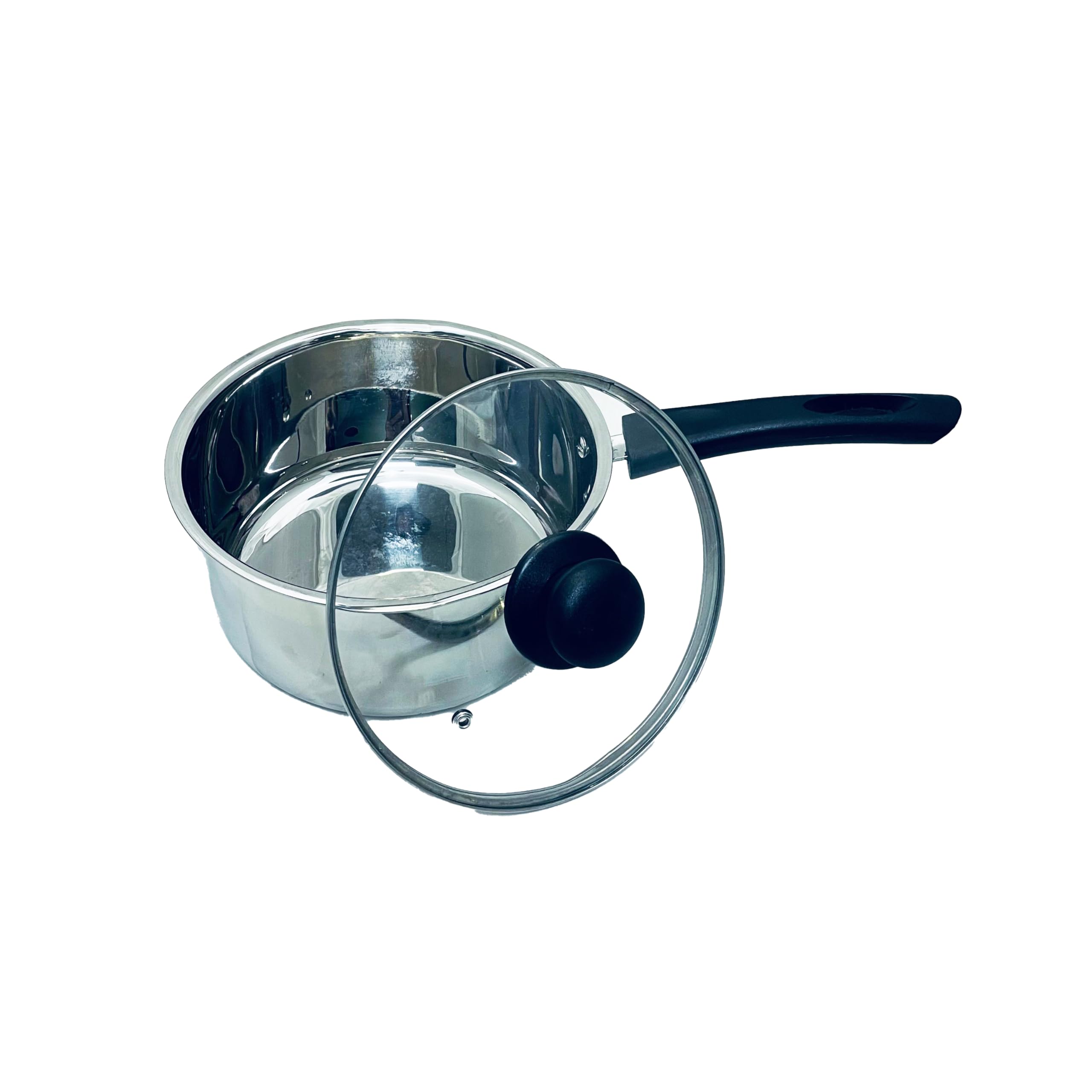 Penguin Home Saucepan 20cm, 2.5 Litre Stainless Steel Sauce Pot with Glass Lid & Phenolic Handle/Induction Safe Milkpot with Double Pouring Lips/Dishwasher Safe