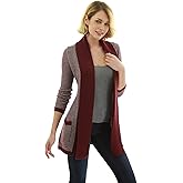 AmélieBoutik Women Open Front Long Sleeve Pocket Marled Sweater Cardigan